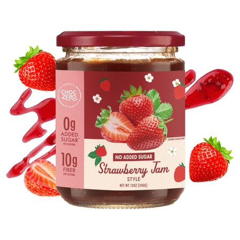 No Sugar Added, Low Carb, Keto Friendly, Fruit Spread Alternative, Perfect Jelly for Bread, Gluten Free, Naturally Sweetened with Monk Fruit (1 jar, 12 oz) Keto Strawberry Jam, Sugar Free Breakfast, Jam Packaging, Low Carb Bagels, Bread Gluten Free, Jam Label, Fruit Spread, Culinary Techniques, Strawberry Jelly