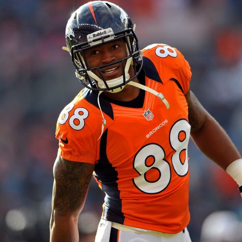 demaryius thomas | Demaryius Thomas' Updated 2013 Fantasy Outlook and Trade Value After ... Denver Broncos Players, Broncos Players, Demaryius Thomas, Denver Broncos Baby, Denver Broncos Logo, Nfl Broncos, American Football League, Go Broncos, Denver Broncos Football