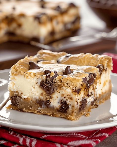 Chocolate Chip Cheesecake Bars - Recipes, Tasks & Tools Pillsbury Chocolate Chip Cheesecake Bars, Refrigerated Chocolate Chip Cookie Dough Recipes, Chocolate Chip Cheesecake Bars Easy, Chocolate Chip Cookie Bars Sheet Pan, Chocolate Chip Cream Cheese Bars, Cheesecake Bars 9x13, Cheesecake Bars Recipes, No Bake Cheesecake Bars, Cheesecake Bars Recipes Easy