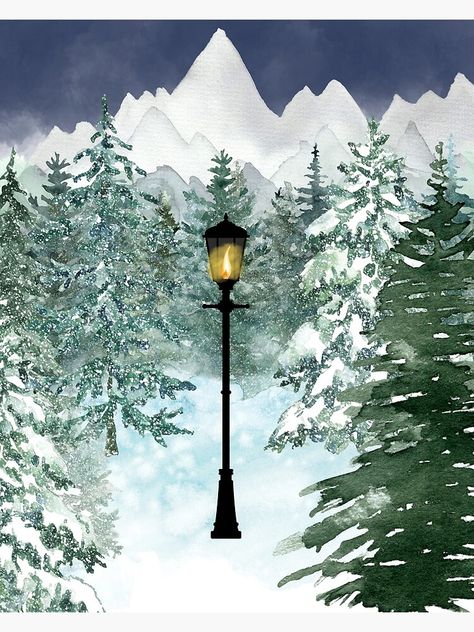 "Narnia lamp post watercolor mountains trees snow" Metal Print for Sale by P3113creates | Redbubble Narnia Watercolor, Watercolor Concept Art, Narnia Lamp Post, Watercolor Mountains, Water Colour, Narnia, Brilliant Colors, Top Artists, Lamp Post