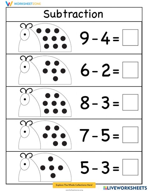 Grade 1 Subtraction, Single Digit Subtraction, Number Line Subtraction, Subtraction Without Regrouping, Maths Resources, Math Subtraction, Subtraction Activities, Toddler Homeschool, Subtraction Word Problems