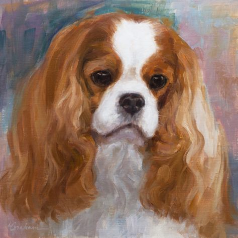 "Fiona" was a commissioned portrait of a very special Cavalier King Charles spaniel! Painted in oil on portrait fine linen panel, size is 14" square. #CavalierKingCharlesSpanielart #commissionedart #petportraits #oilpaintingsofdogs Cavalier Painting, King Painting, Spaniel Art, Cavalier Spaniel, King Charles Cavalier Spaniel Puppy, Dog Painting, Gcse Art, Fine Linen, Cavalier King