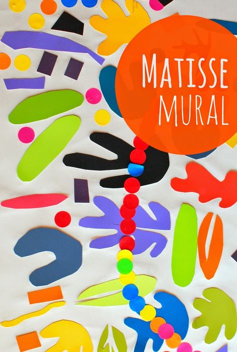 make matisse-inspired wall murals with preschool kids Matisse Kunst, Classe D'art, Istoria Artei, Art Du Collage, Ecole Art, Elementary Art Projects, Homeschool Art, Matisse Art, Kindergarten Art