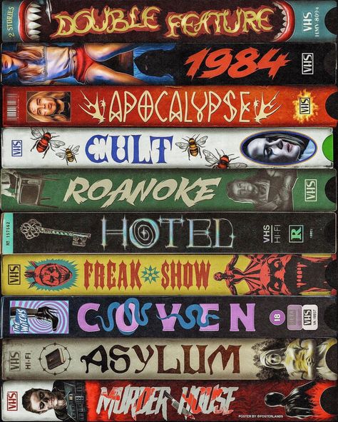 American Horror Story Fans on Instagram: “Incredible “AHS” VHS tapes concept artwork by @fosterlands 👏🏻” Collage Mural, Month Of August, Retro Horror, Horror Posters, Horror Movie Art, Tapeta Pro Iphone, Vintage Horror, Horror Story, Room Posters