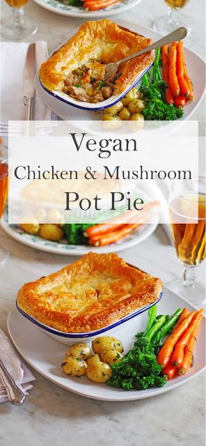 Pot Pie Vegan, Mushroom Pot Pie, Vegetarian Pie, Vegan Pot Pies, Vegan Chicken, Chicken Mushroom, Vegan Mushroom, Vegan Pie, Spinach Stuffed Mushrooms