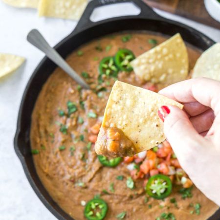 Dairy Free Dip Recipes, Bean Dip Recipes Refried, Hot Bean Dip, Warm Bean Dip, Simply Whisked, Refried Bean Dip, Make Refried Beans, Bean Dip Recipe, Dairy Free Dips