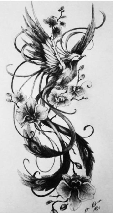 Feniks Tattoo, Tato Phoenix, Phoenix Back Tattoo, Thigh Piece Tattoos, Phoenix Tattoo Feminine, Small Phoenix Tattoos, Hip Tattoo Designs, Phoenix Bird Tattoos, Bauch Tattoos