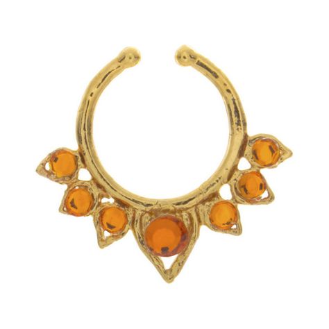 Fancy Orange Jewel Aurora Clip ($35) ❤ liked on Polyvore featuring accessories Cute Septum Rings, Aurora Ring, Septum Piercing Jewelry, Faux Septum, Dope Jewelry Accessories, Septum Rings, Earthy Jewelry, Pink Jewels, Septum Jewelry