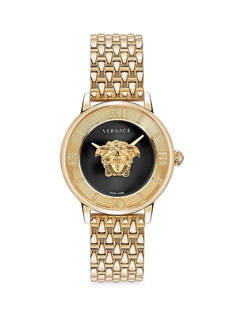 Medusa Bracelet, Yellow Gold Bracelet, Gianni Versace, Gold Case, Women's Watch, Diamond Watch, Swiss Made, Watch Sale, Black Enamel