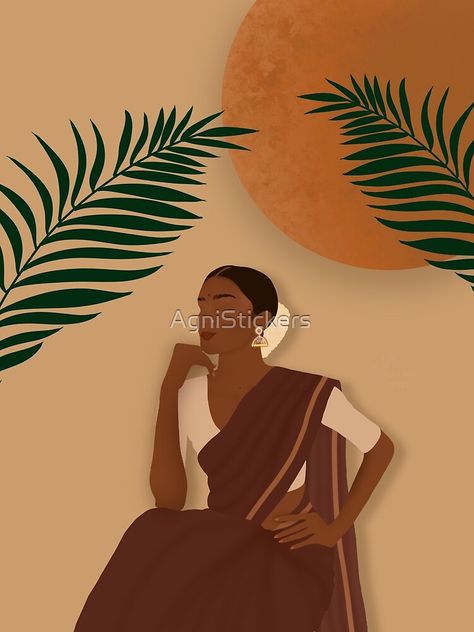 "Boho Minimal South Asian Woman Art / Desi, Indian Brown girl Art, Bohemian Wall Art, Home Decor / " Art Print by AgniStickers | Redbubble Brown Woman Art, Indian Women Illustration Art, Asian Women Drawing, South Indian Illustration, Bohemian Art Inspiration Painting, Brown Painting Ideas, Boho Art Drawings Bohemian, Bohemian Painting Ideas, Indian Woman Illustration