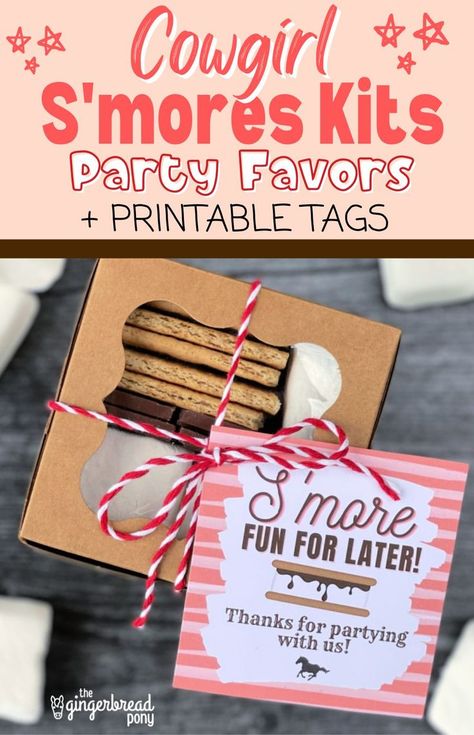 Western Party Favors, Smores Favors, Easy Party Ideas, Smores Party, Smores Kits, Fall Birthday Parties, Western Theme Party, Free Printable Tags, Free Printable Gift Tags