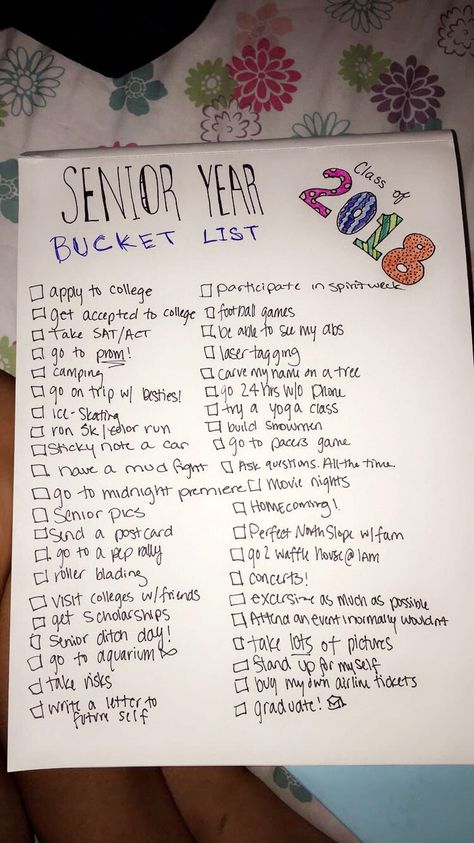 senior year bucket list .. check! #senioritis Collage Bucket List, Senior Notebook Ideas, Senior Stuff To Do, Cute Senior Year Ideas, Senior Journal Ideas, Things To Do Your Senior Year, Senior Class Ideas, Senior Skip Day Ideas, Senior Backpack Ideas