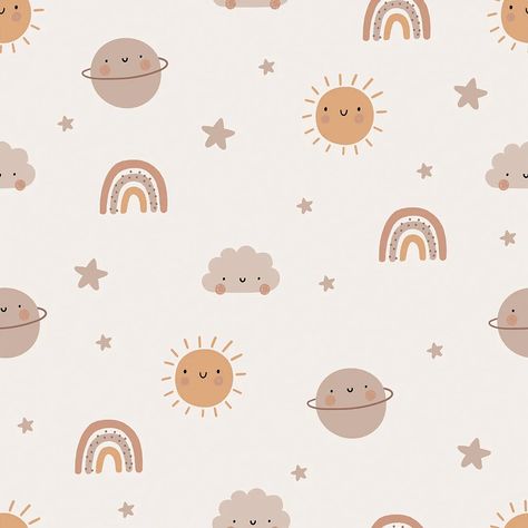 Sun And Stars Wallpaper, Wallpaper Childrens Room, Childrens Wallpaper, My Sun And Stars, Good Bedtime Stories, Sunshine Nursery, Stars Wallpaper, Neutral Wallpaper