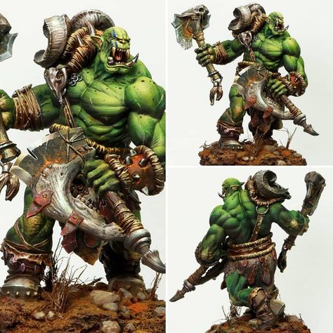 Sergio Calvo Miniatures, Warhammer 40k Painted Models, Orc Miniature, Warhammer 40k Miniatures Tutorials How To Paint, Orc Miniature Painting, 40k Miniature Painting, Warhammer 40k Miniatures Orks, Goblin Miniature Painted, Miniature Figures Fantasy