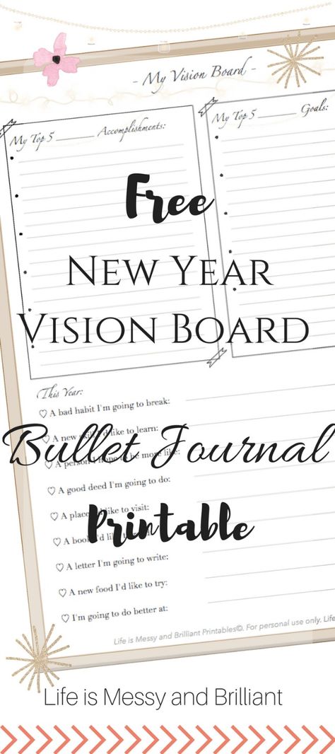 New Year Vision Board, Bullet Journal Goal Setting, Goal Setting Worksheet Printables, Year Vision Board, Fitness Bullet Journal, Goal Settings, Diy Kalender, How To Bullet Journal, Vision Board Party