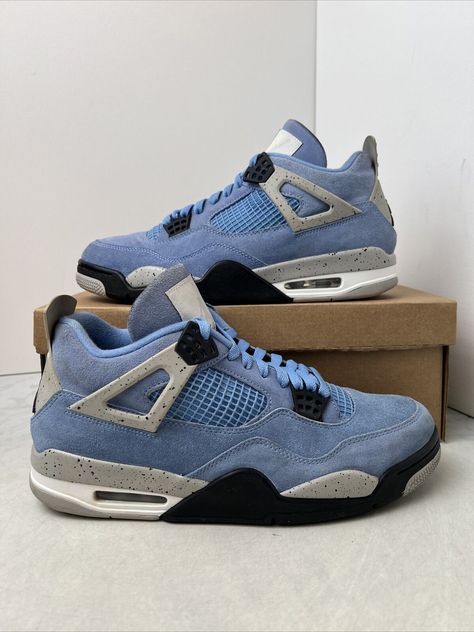 University Blue Jordans 4s, Air Jordan 4 Retro University Blue, Jordan 4 University Blue Outfit, Unc 4s, Retro 4 Outfit, Air Jordan 4 University Blue, Sneakers Wishlist, Jordan 4 Unc, Jordan 4 University Blue