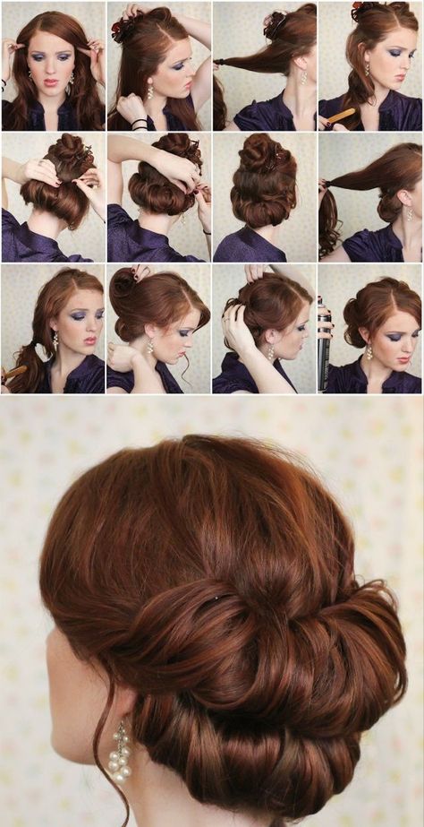 Vintage Updo, 1920s Hair, Victorian Hairstyles, Short Hair Lengths, Bangs Curly, Long Hair Updo, Hair Bangs, Fancy Hairstyles, Hoco Hair