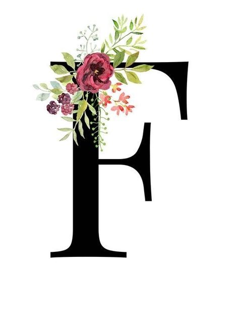 F Wallpaper Letter, Monogram Printable Letters, Monogram Wallpaper, Floral Monogram Letter, Girl Nursery Wall Art, Monogram Printable, Girl Nursery Wall, Alphabet Wallpaper