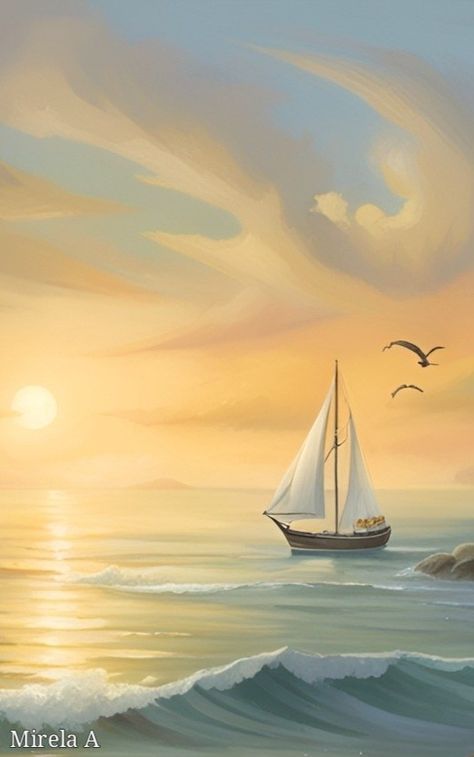 Ship Painting Acrylic, Hummingbird Art Drawing, Beach Scene Painting, Sunset Canvas Painting, Acrylic Painting Inspiration, Sailing Art, Lighthouse Painting, Hummingbird Art, Acrylic Painting Lessons