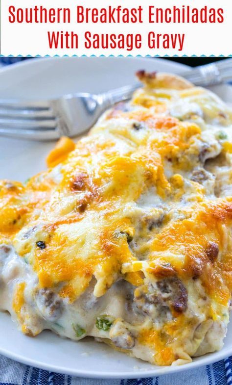 Sausage Enchiladas, Spicy Southern Kitchen, Southern Breakfast, Breakfast Enchiladas, Southern Kitchen, Tater Tots, Sausage Gravy, Breakfast Recipes Casserole, Breakfast Brunch Recipes