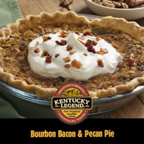 Add a little decadence to your Kentucky Derby party with this Bourbon Bacon & Pecan Pie featuring Kentucky Legend bacon. (It'll have everyone trotting back to your viewing party next year for sure!) Get recipe: https://kentuckylegend.com/recipe/bourbon-bacon-pecan-pie/ #KentuckyLegend #WhereFoodOughtaComeFrom #May7 #KentuckyDerby Kentucky Bourbon Pie, Bacon Pie Recipe, Pecan Pie Ingredients, Bourbon Bacon, Bacon Pie, Just Pies, Delicious Christmas Desserts, Brown Sugar Bacon, Frozen Pie Crust