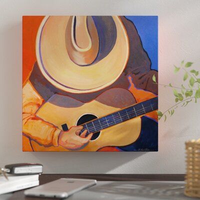 'Cowboy Guitar' is a stunning reproduction featuring a cowboy playing his guitar. A wonderful conversation piece that will compliment any home or office. Size: 24" H x 24" W x 2" D, Format: Wrapped Canvas Blacklight Paint, Cowboy Guitar, Cowboy Painting, Art Mini Toile, Guitar Print, Office Canvas, Pink Abstract Painting, Western Paintings, Guitar Painting