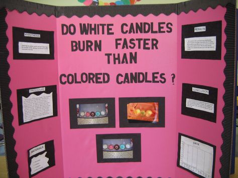 science fair projects for 8th grade - Google Search 8th Grade Science Projects, Easy Science Fair Projects, Science Fair Board, Science Fair Projects Boards, Cool Science Fair Projects, Colored Candles, Chemistry Projects, School Science Projects, Science Classroom Decorations