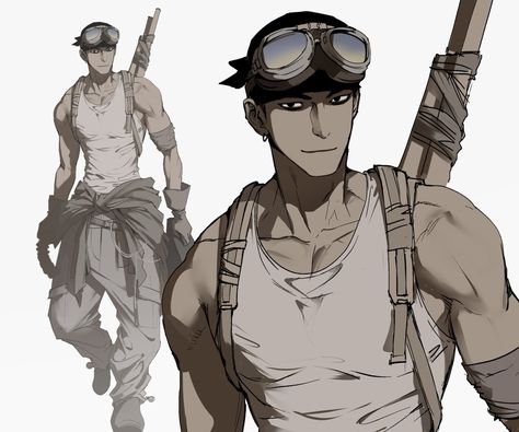 Boss Drawing Character Design, Rugged Character Design, Clothes Physics Drawing, Mechanic Drawing Reference, Mechanic Oc Male, Mechanic Pose Reference, Researcher Character Design, Dark Dystopian Aesthetic, Character Standing Pose