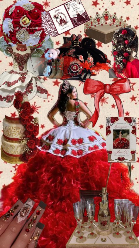 Red Charro Dress, Quince Charro Dresses, Quince Charro, Charro Quinceanera Theme, Mariachi Quinceanera Dress, Quinceanera Charro, Dress For Quinceanera, Red Quinceanera Ideas, Lavender Quinceanera Dresses