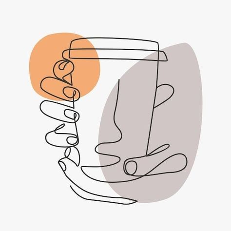 Hand Holding Coffee Cup, Modern Bookcase Design, Coffee Line Art, Breakfast Invitation, Holding Coffee Cup, Drawing Cup, Coffee Merch, Birthday Card Puns, Coffee Line