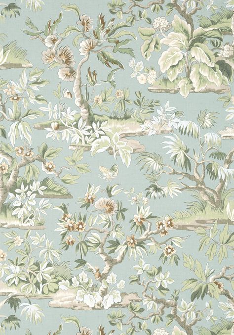 Devon by Anna French is a decorative collection of fabric and wallpaper that delves into Anna French’s heritage with reproductions of English florals, crisp gingham checks and cut velvets. Browse the collection at thibautdesign.com. #interiordesign #floralwallpaper #interiorstyling #homedecor Anna French Wallpaper, Elizabethan Embroidery, Colour Psychology, French Wallpaper, Anna French, Aesthetic 2024, Go Wallpaper, Navy Wallpaper, Summer 2025