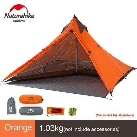 Naturehike Spire 1 Person Waterproof Awning Tent Ultralight Outdoor Camping Picnic Double Layer Tent NH17T030-L Trekking Pole Tent, Tent Weights, Ultralight Tent, Tenda Camping, Ultralight Camping, Canopy Tent Outdoor, Waterproof Tent, Hiking Tent, Backpacking Tent