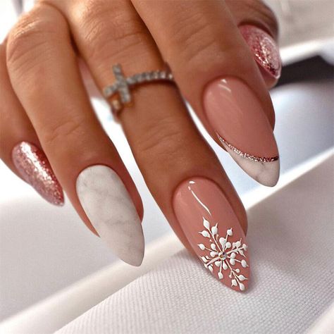 Unghie Nail Art, Nagel Tips, Manicure Tips, Her Nails, Snowflake Nails, Christmas Nails Acrylic, Nagel Inspo, Xmas Nails, Cat Kuku