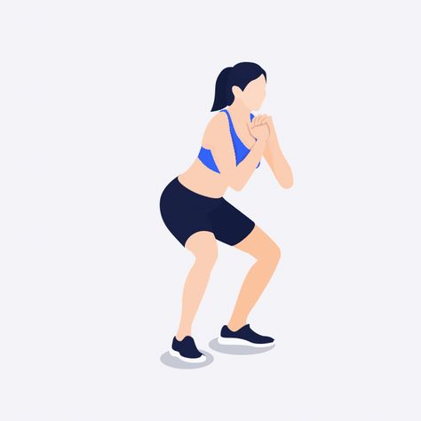 Hands Held Together, Sport Animation, Mckenzie Exercises, Side Squat, Simple Animation, Squat Hold, Deep Squat, Leg Training, Health And Fitness Apps