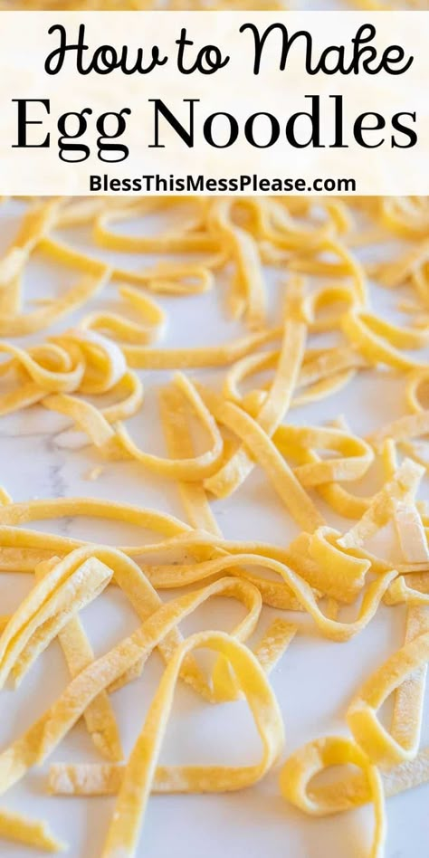 A simple guide on how to make homemade noodles with just a few simple ingredients - just like my grandma makes them. #pasta #noodles #homemade #recipe #fromscratch Homemade Noodles Easy, Homemade Noodles For Soup, Homemade Chicken And Noodles, Easy Homemade Noodles, Homemade Pasta Noodles, How To Make Noodles, Noodles Homemade, Noodle Recipes Homemade, Easy Homemade Pasta