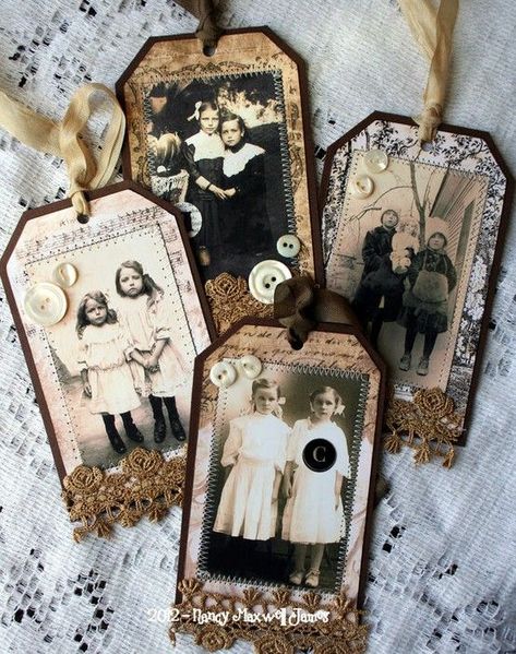 Crafting Christmas Memories with the Past and Present in Mind – The Family History Guide Blog Genealogy Crafts, Heritage Scrapbook Pages, Heritage Scrapbooking, Etiquette Vintage, Scrapbook Tag, Family Scrapbook, Handmade Tags, Vintage Scrapbook, Crafting Supplies