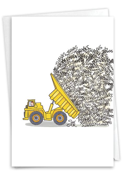 PRICES MAY VARY. INSIDE GREETING: "Thanks loads." COVER - [image of a dump truck unloading "Thanks"] CARD SIZE - Receive 1, regular sized notecard with 5x7 Inch envelope. We offer funny cards that come either blank or greeted inside, so be sure to review all product photos before purchasing. USE - The perfect, Funny card for writing Thank You wishes! Card's cover page is printed with a high gloss finish, and the interior pages provide a smooth, flawless writing surface. Perfect for men, women, w Unique Thank You Cards, Thank You Card, Jobs At Home, Thank You Wishes, Funny Thank You, Thank You Images, Thank You Greetings, Diy Father's Day Gifts, Appreciation Cards