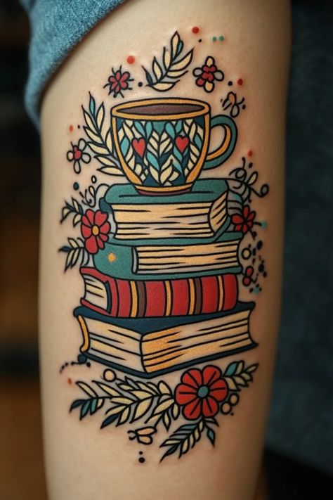 Book Lover Tattoo Ideas 79 American Traditional Book Tattoo, Tattoos For Book Lovers, Book Lover Tattoo Ideas, Lover Tattoo Ideas, Skin Doodles, Literary Tattoo, Book Lover Tattoo, Lover Tattoo, Crochet Tattoo