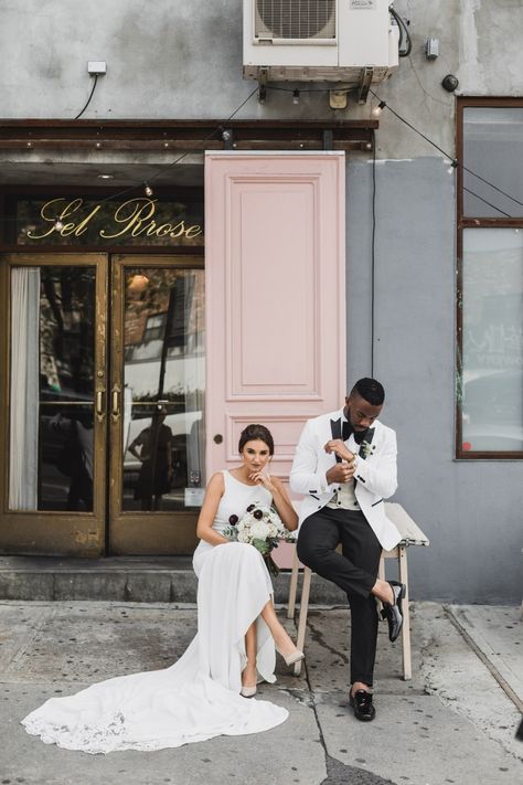 A New York City Wedding, Street Style City Wedding Photos, City Wedding Venues, Interracial Wedding, Chic Vintage Brides, Nyc Elopement, New York City Wedding, Funny Wedding Photos, Vintage Wedding Photos, Destination Photography