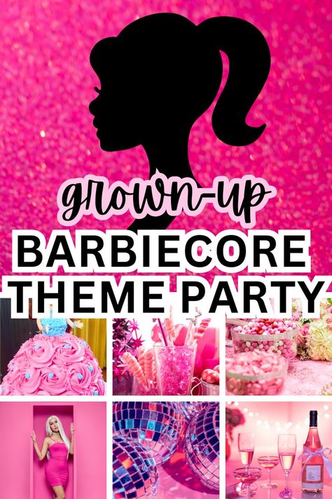 Barbie party theme for grown ups! Everything you need for Barbie birthday parties and fun Barbie movie watch party including Barbie theme party outfits, Barbie themed foods, Barbie games and more! Great for a girls night out party theme too! #barbieparty #gno #watchparty #birthdaypartytheme Barbie Party Theme, Barbie Party Games, Barbie Birthday Party Games, Pink Barbie Party, Movie Watch Party, Sleepover Themes, Barbie Themed Birthday Party, Barbie Party Ideas, Barbie Decorations