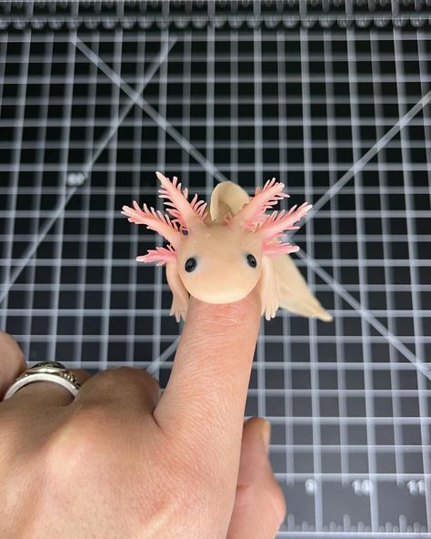 My second sculpture was this little guy. A baby axolotl. I attempted to make it as realistic as possible. I think it was almost there, but just needed a little more work. Baby Axolotl, Almost There, Weird Animals, Polymer Clay Crafts, Make It, Things To Think About, Cute Animals, Sculpture