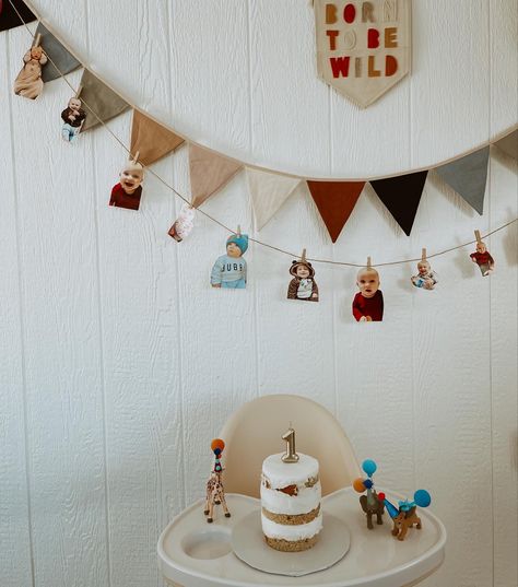 Neutral colors, naked cake, bunting banner, photos of first year. Generic First Birthday Party, Cozy First Birthday, 1st Birthday Dinner Ideas, 1st Birthday Inspiration, Traditional 1st Birthday Party, Low Key First Birthday, First Birthday No Theme, 1 Yo Birthday Party Ideas, Indoor First Birthday Party