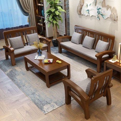 Sala Set, Reka Bentuk Ruang Tamu, Hiasan Dalaman Rumah, Reka Bentuk Dalaman, Sofa Table Decor, Sofa Design Wood, Furnitur Ruang Keluarga, Wooden Sofa Set Designs, Chairs Design