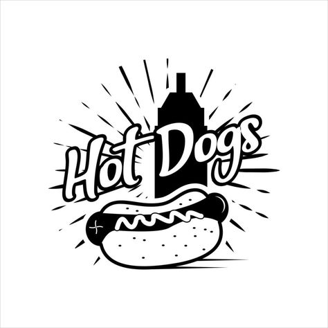 Vintage Hot Dogs Vector Food Sticker Hot Dog Logo Design, Hot Dog Logo, Sticker Graphic Design, Hamburger Hotdogs, Dog Logo Design, Food Sticker, Sticker Graphic, Vector Food, Graphic Design Elements