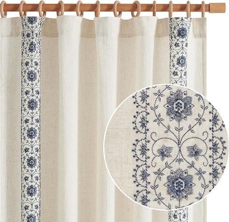 Amazon.com: jinchan Linen Curtains for Living Room Blue Vintage Floral Farmhouse Curtains 108 Inches Long Boho Curtains for Bedroom Embroidered Bordered Extra Long Drapes Light Filtering Rod Pocket 2 Panels : Home & Kitchen Bedroom Sage Green, Sage Green Vintage, Neutral Curtains, Floral Farmhouse, Curtains For Bedroom, Country Curtains, Boho Curtains, Drape Panel, Curtains For Living Room