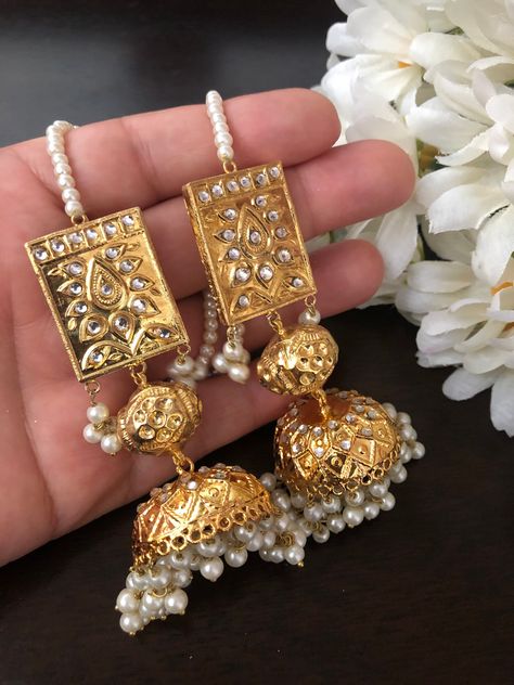 Feedback😍 Thanks for the kind words! ★★★★★ "Beautiful just as shown!!" Shandana #etsy #noorzaracollection India Jewelry Traditional, Pakistani Jewelry Earrings, Nikkah Favors, Formal Jewellery, Kundan Jhumka Earrings, Kundan Jhumka, Vintage Indian Jewelry, Earrings Jhumka, Pakistani Earrings