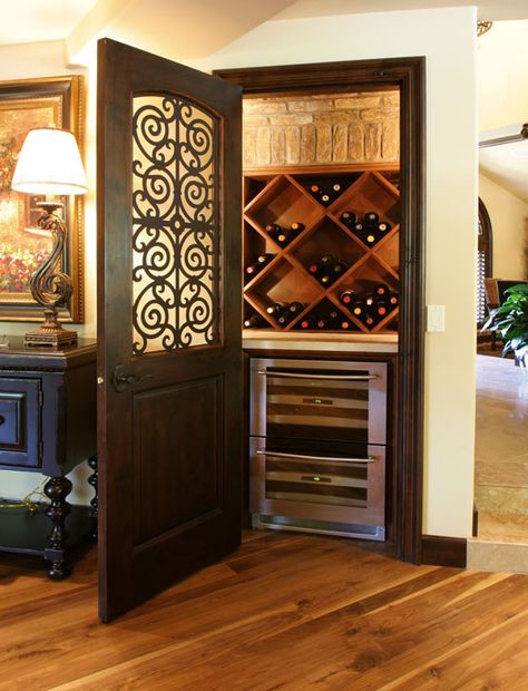 Enjoy a wine cellar. | 23 Unexpected Ways To Transform An Unused Closet Wine Cellar Closet, Closet Pictures, Closet Transformation, Wine Closet, Wine Refrigerator, Built In Furniture, Butler's Pantry, Wine Room, Wine Storage