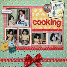 This is really cute. Like everything about this layout. Can use with other subjects, too. Cooking Scrapbook, Take Initiative, Scrapbook Recipe Book, Recipe Album, Recipe Scrapbook, Family Scrapbook, Christmas Scrapbook, Scrapbook Sketches, Cooking Art