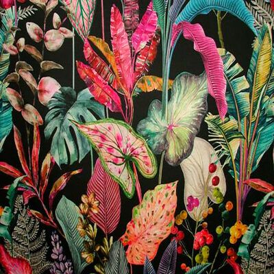 Trippy Tropical, Tropical Velvet, Fleurs Art Nouveau, Velvet Lampshade, Jungle Design, Palm Plant, Upholstery Cushions, Statement Lighting, Tropical Design