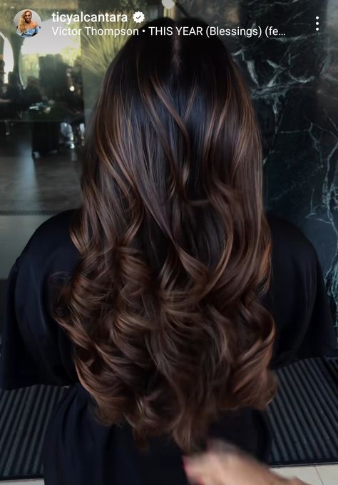 Dark Brunette Balayage Hair Caramel, Bday Hair, Brown Hair Inspiration, Black Hair Balayage, Dark Brunette Hair, Brown Hair Looks, Brown Hair Inspo, Brunette Hair With Highlights, Chocolate Hair